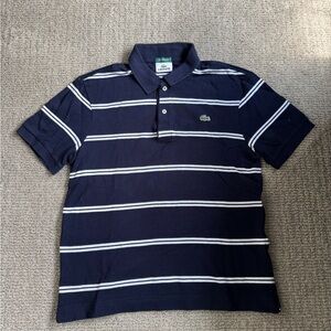 Lacoste Men's Polo Shirt in Navy and White Stripes
